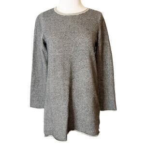 Eileen fisher striped recycled cashmere sweater gray black sz XXS oversized cut